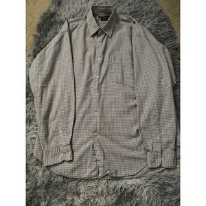 Polo by Ralph Lauren Marlowe Shirt Mens‎ L Beige Navy Check Plaid 100% Cotton